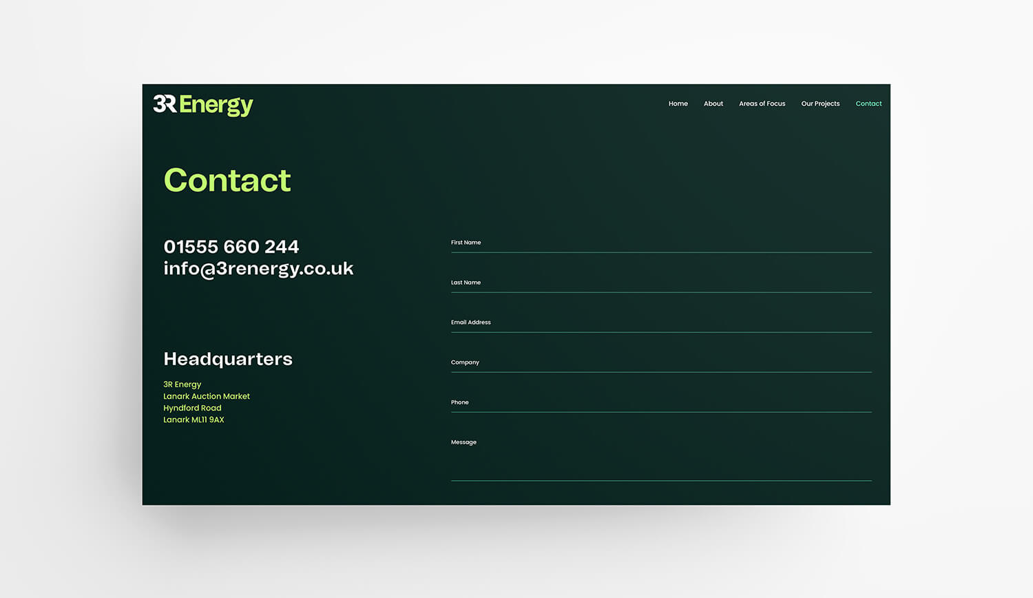 3REnergy website screenshot of contact form
