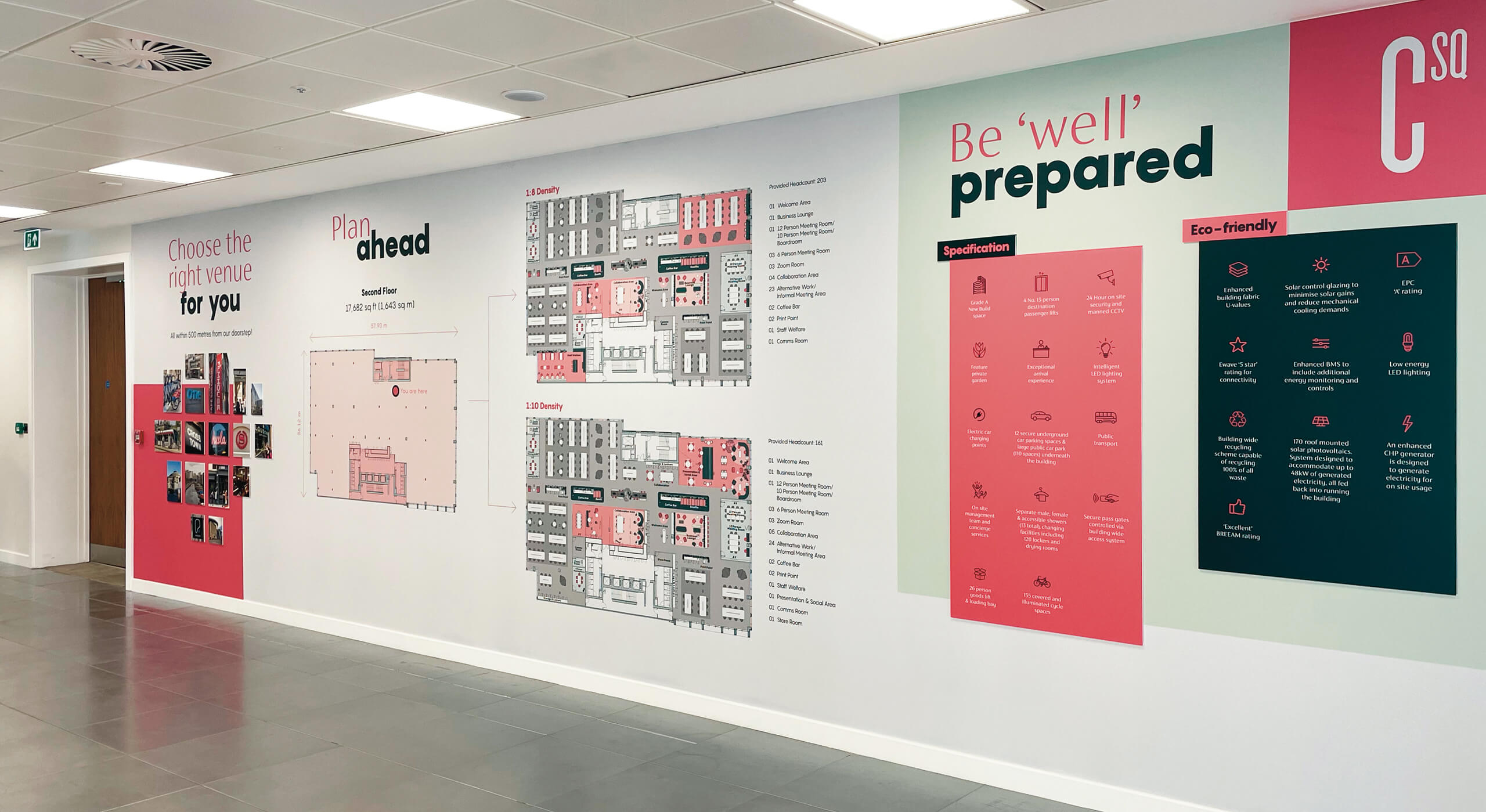 Capital Square wall display shoeing overview of building specification