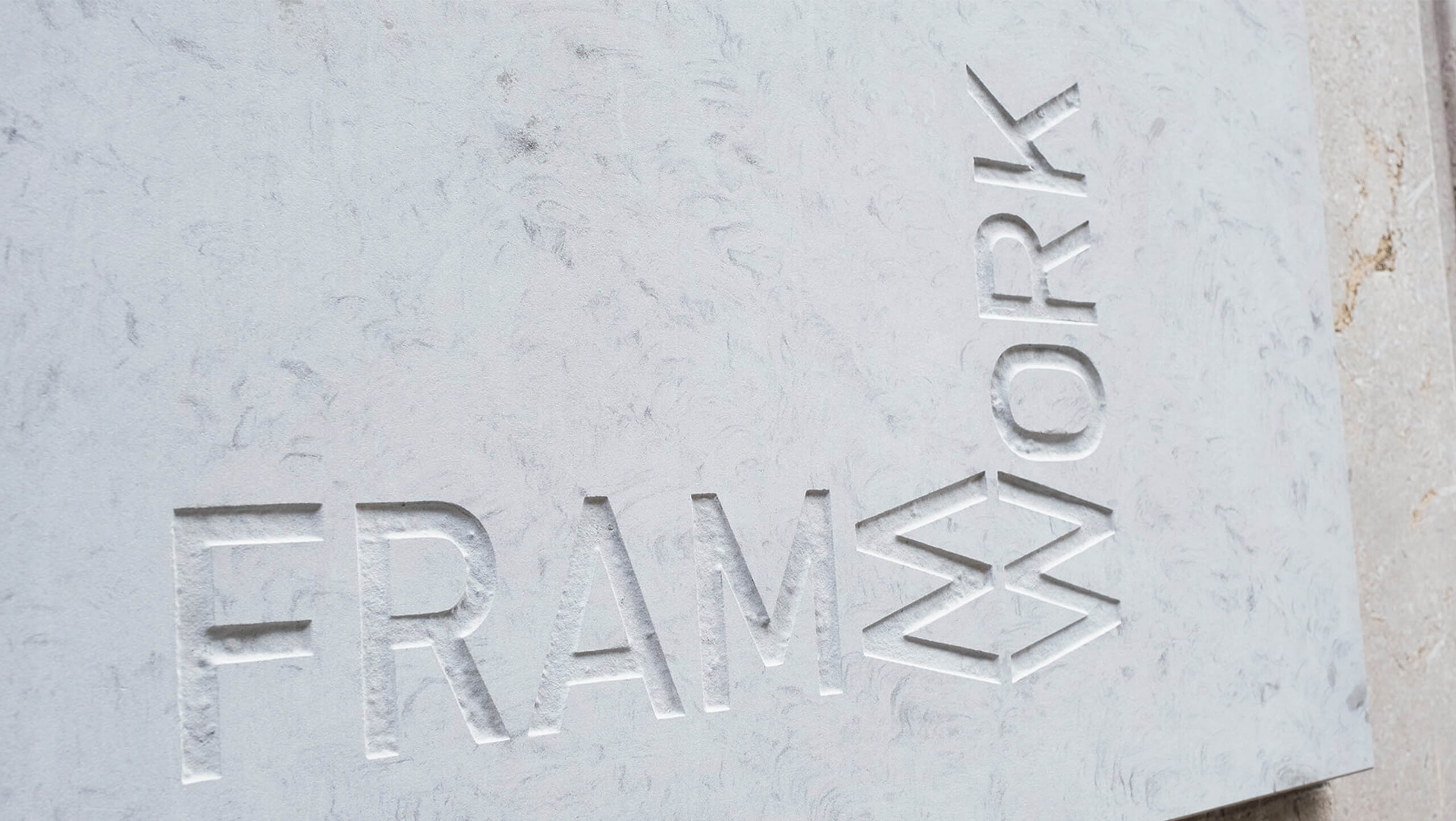 Framework marble etching of logo