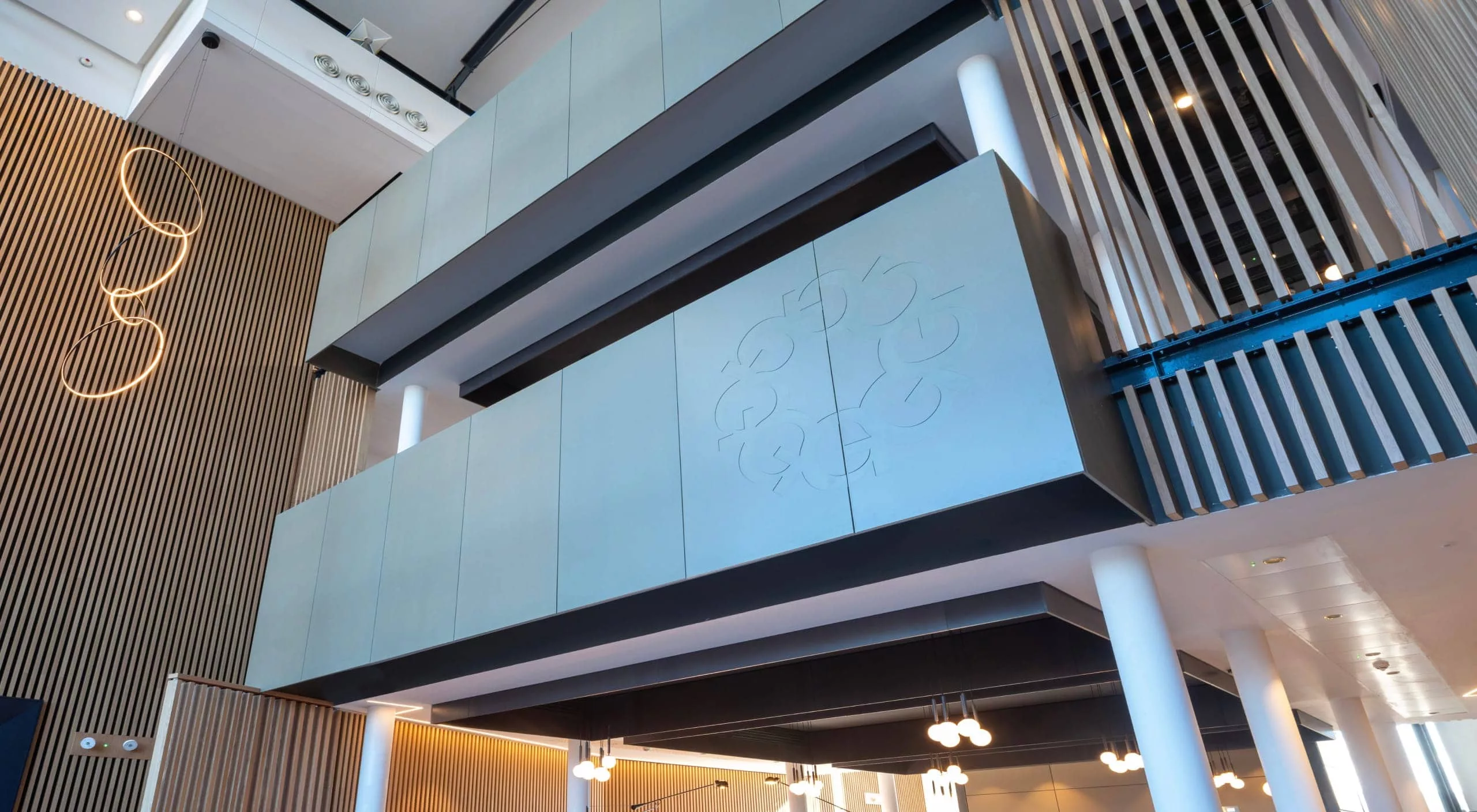 Edinburgh Green interior showing balcony with masonry branding.