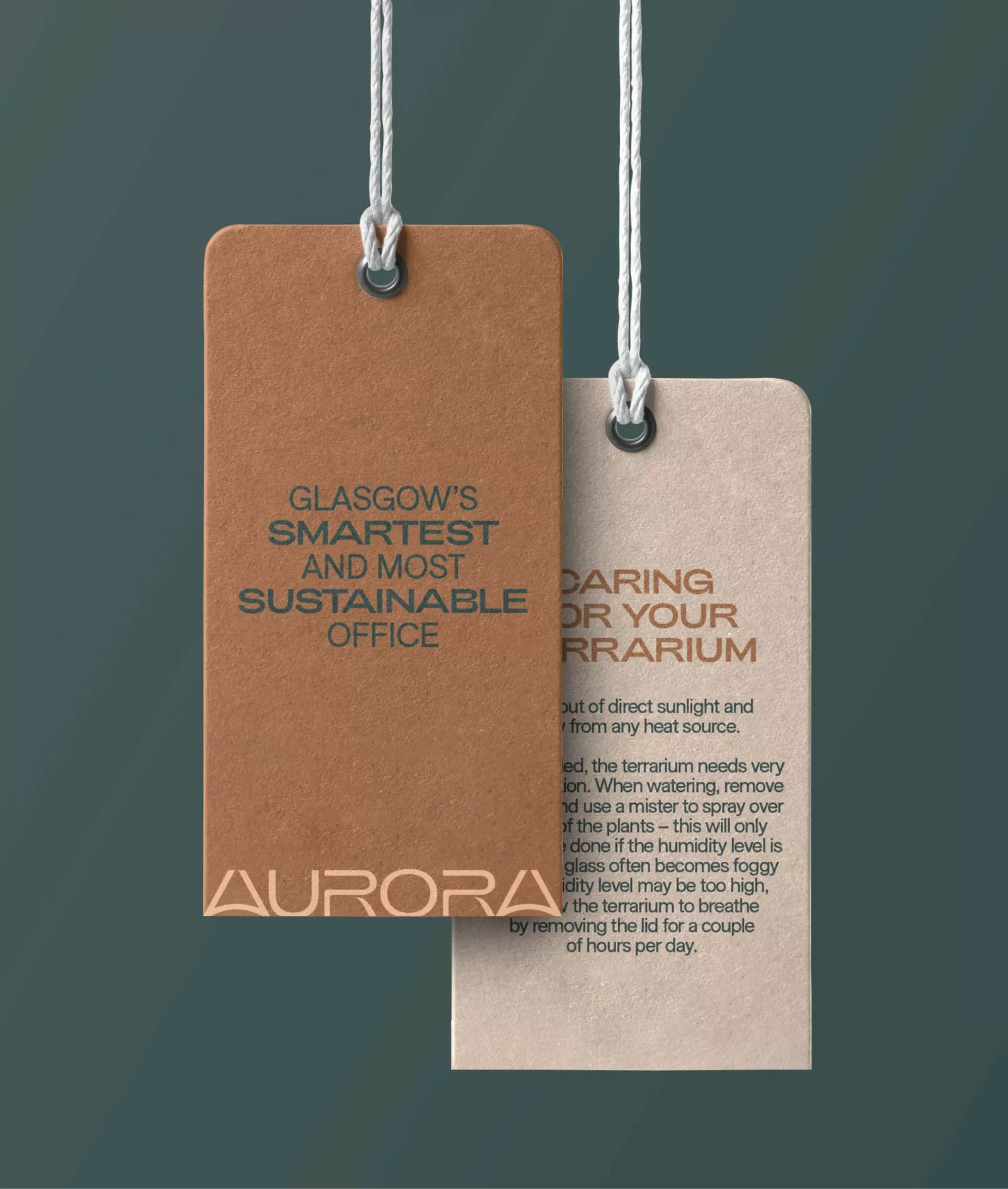 Aurora branded tag hangers.